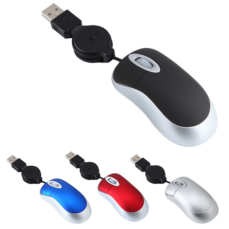 Мини USB Проводная мышь, выдвижной кабель, крошечная маленькая мышь, 1600 dpi, оптическая компактная мышь для путешествий, для Windows 98 2000 XP Vista Ve