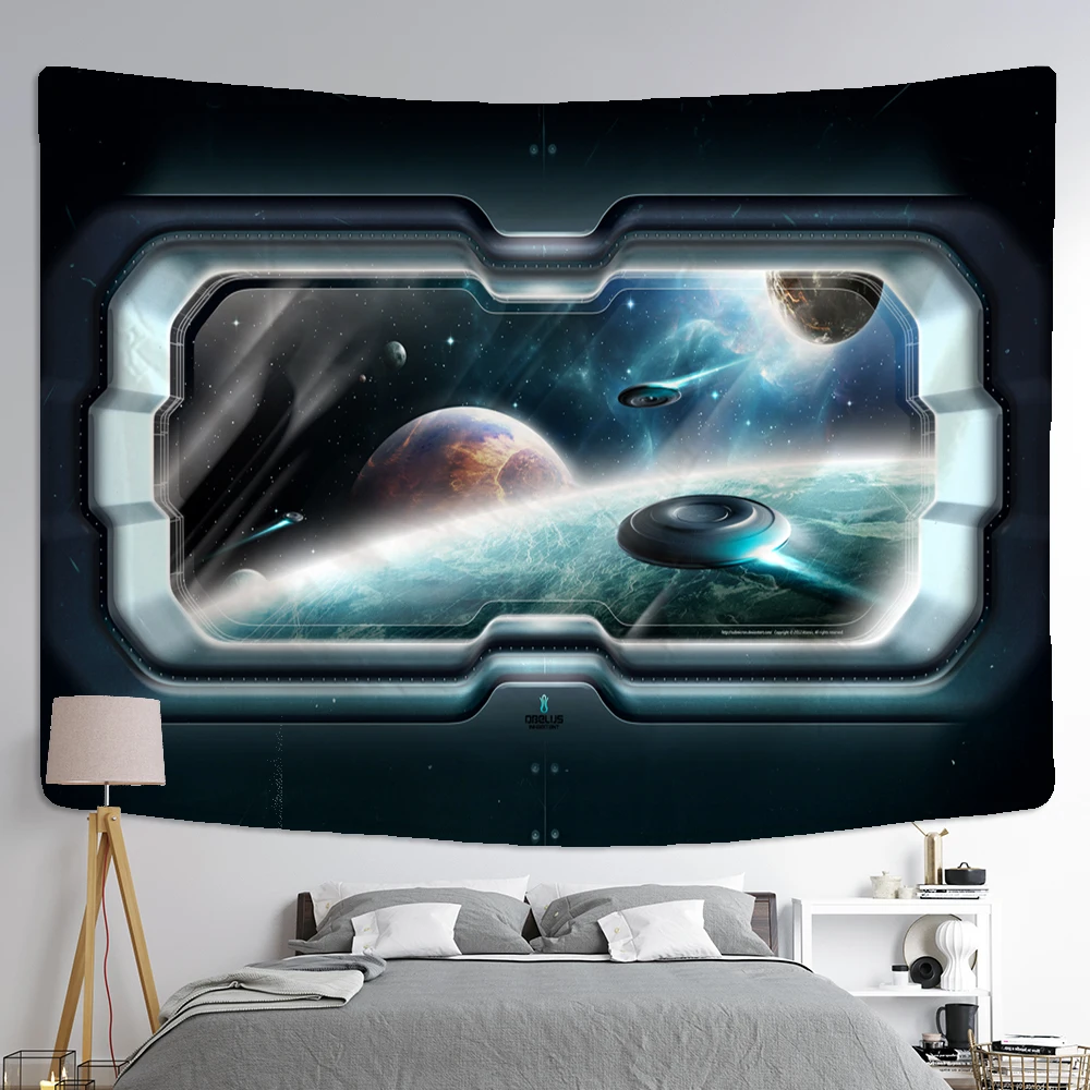 Space Station Wall Hanging Tapestry Psychedelic Bedroom Home Decoration