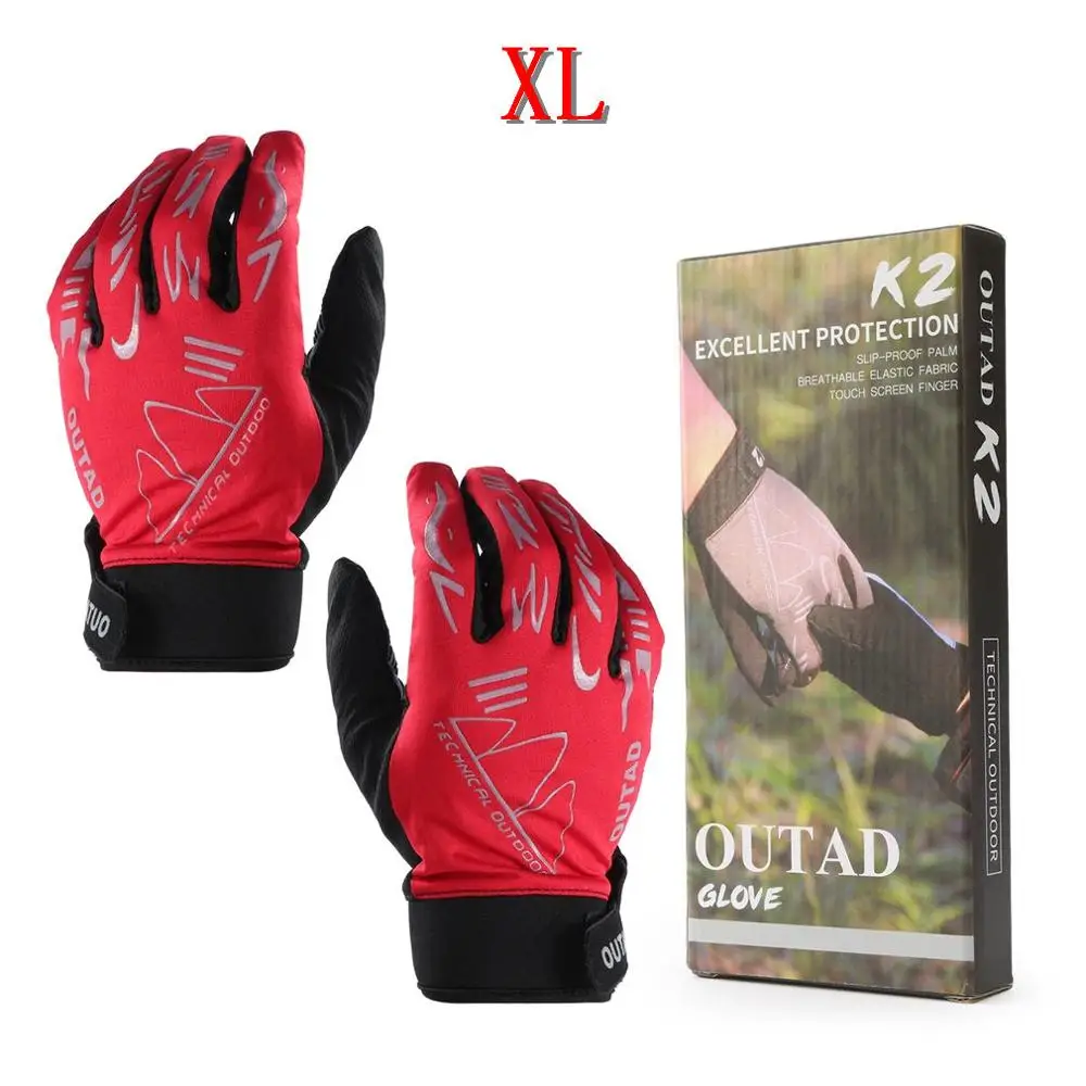 Red XL OUTAD для мужчин/женщин Открытый полный палец перчатки для вождения горный велосипед перчатки дорожный гоночный велосипед перчатки Новые - Цвет: Red XL