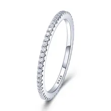  BAMOER 925 Sterling Silver CZ Simulated Diamond Stackable Ring Platinum Plated Eternity Bands for Women 