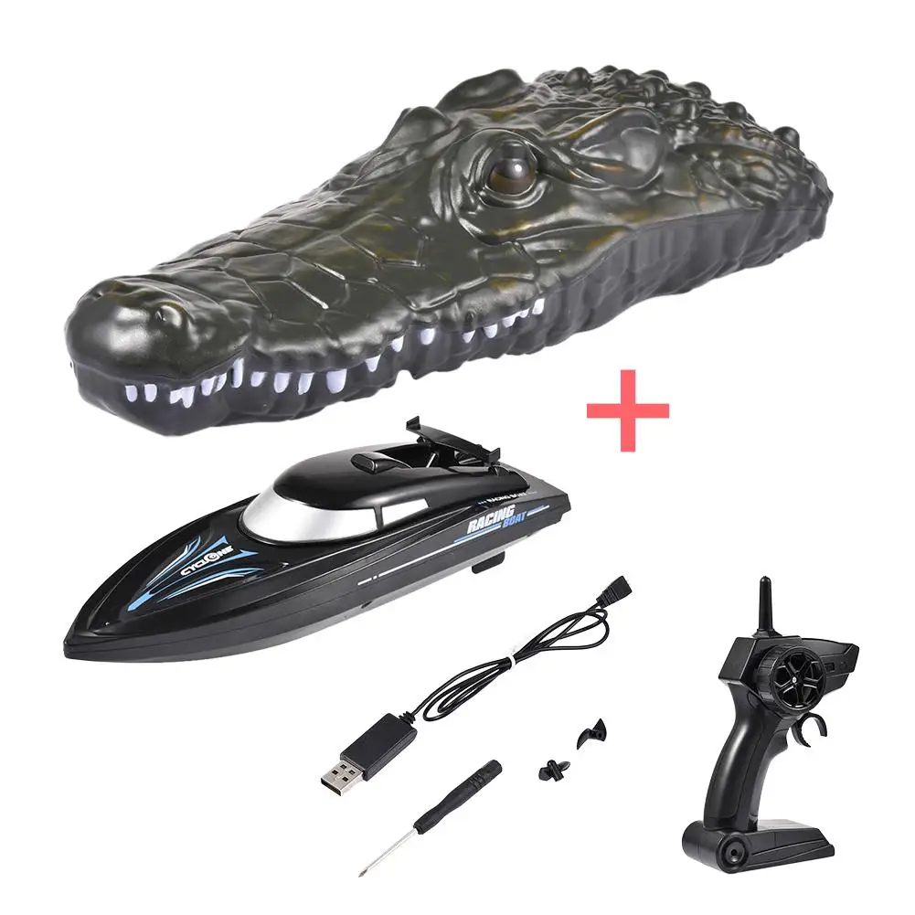 

New 2.4G Remote Control Crocodiles Head Spoof Toy Racing Boat Racing Boat For Pools High Simulation Toys Prank Prop For Decor