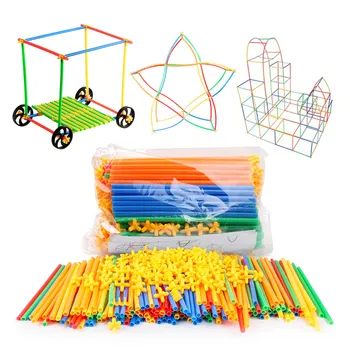 

Besegad 100PCS Assembly 4D DIY Straw Constructor Engineer Creative Building Blocks Tunnel Shaped Education Toy for Children Kids