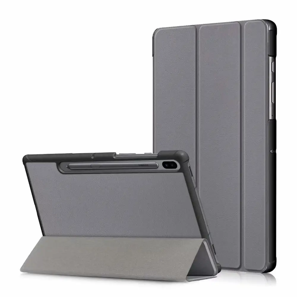 Модная обувь из искусственной кожи чехол для планшета для Samsung Galaxy Tab S6 T860 T865 SM-T860 SM-T865 10,5 дюймов смарт-чехол-подставка, петля+ подставка для ручек - Цвет: Серый