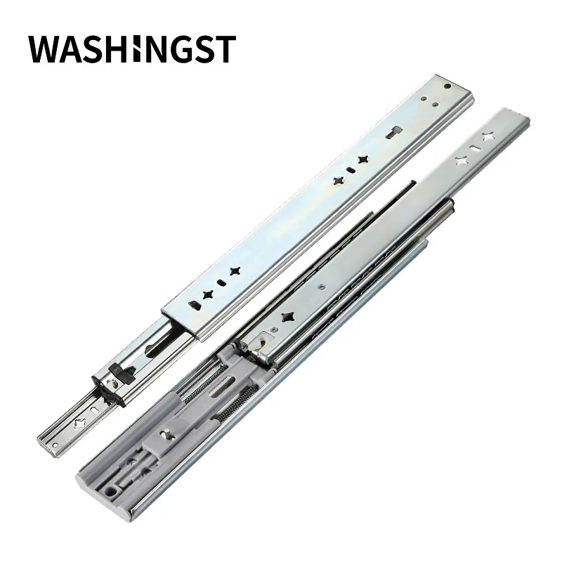 WASHINGST 53mm Wide Industrial Heavy Duty Three Stage Soft Closing Fully Retractable Ball Bearing Buffer Drawer Slide images - 6