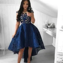 Закрытые рукава платья для выпускного вечера с аппликацией Кружева Высокие Низкие вечерние платья для выпускного вечера линия дешевые платья для выпускного вечера