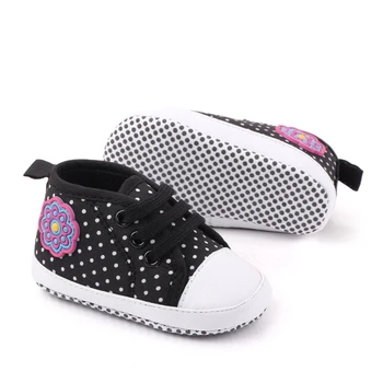 

1Pair Baby Boy Girl Dot And Flower Print Pattern Baby Shoes Anti-slip Soft Bottom Toddler Shoes