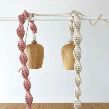 

Nordic style hand-woven small pendant lamp LED plug switch pendant lamp bedside lamp Wood lamp