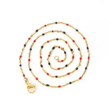 

50cm(19 5/8") long 1 Piece Hot Fashion 304 Stainless Steel Necklace Gold Plated Mixed Color Acrylic Beads For Women Gift