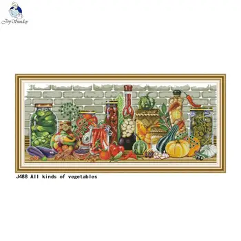

All Kinds of Vegetables Paintings Aida Canvas 11CT 14CT Embroidery Needlework Cross stitch kits DIY Handmade Crafts Wholesale