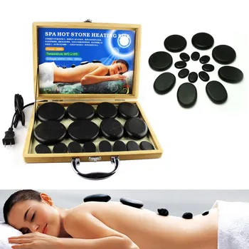 

16pcs/set Hot Massage Stone Basalt Stones Kit Set Rock SPA Oiled Massager Machine Box Kit Heater Box Heated Case Relieve Stress