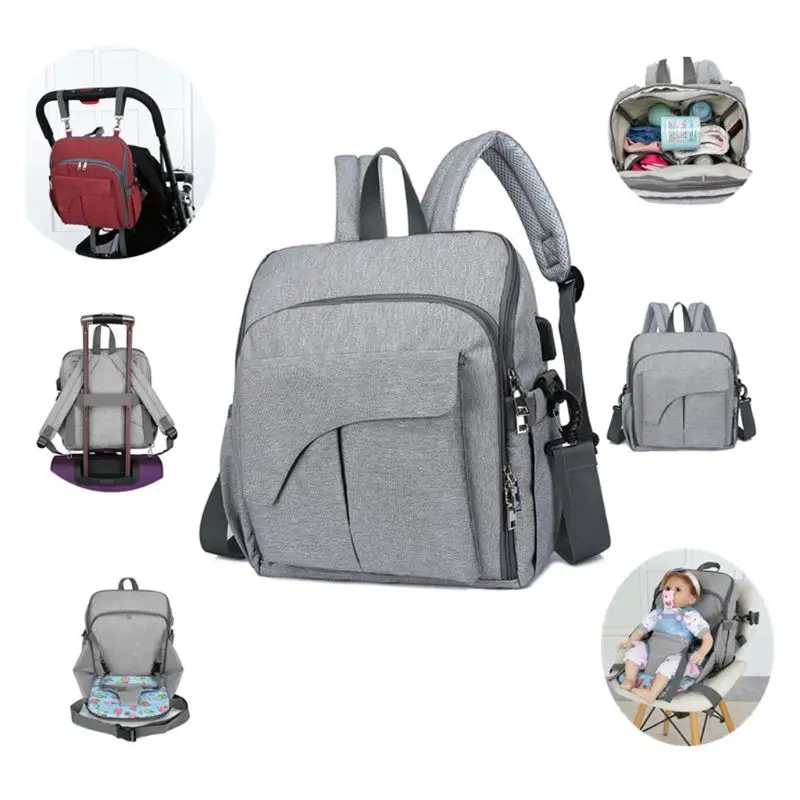  Multifunctional Mom Backpack Diaper Portable Changing Baby Chair Fixing Function Bag Handbag