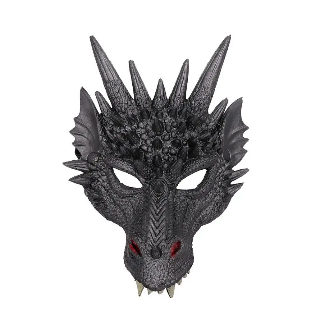 Динозавр дьявольский Хеллоуин маска человека 3D животное маска дракона на Хэллоуин Карнавал вечерние Хэллоуин бутафория для хэллоуина хэллоуин - Цвет: Черный