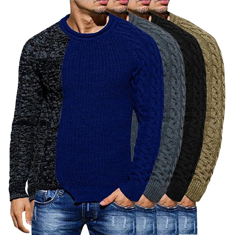MoneRffi мужской модный пуловер с круглым вырезом, одинаковый цвет, Свободный пуловер, тонкий свитер