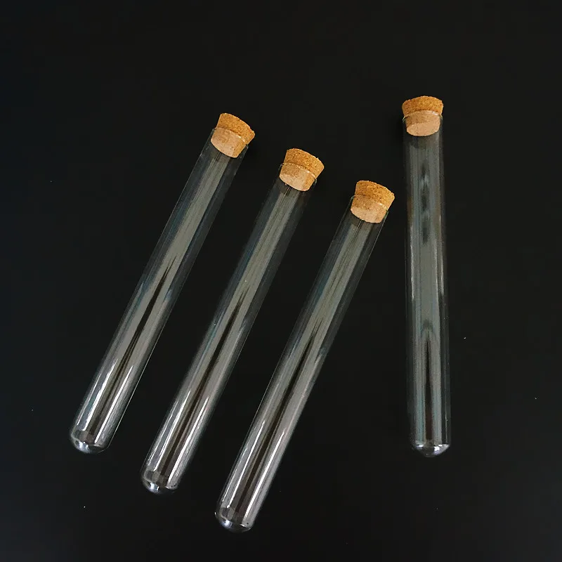 Lab Glass Supplies 12pcs/lot U-shape Clear Glass test tubes with cork stopper Length 75/100/150/180mm for Labs/schools