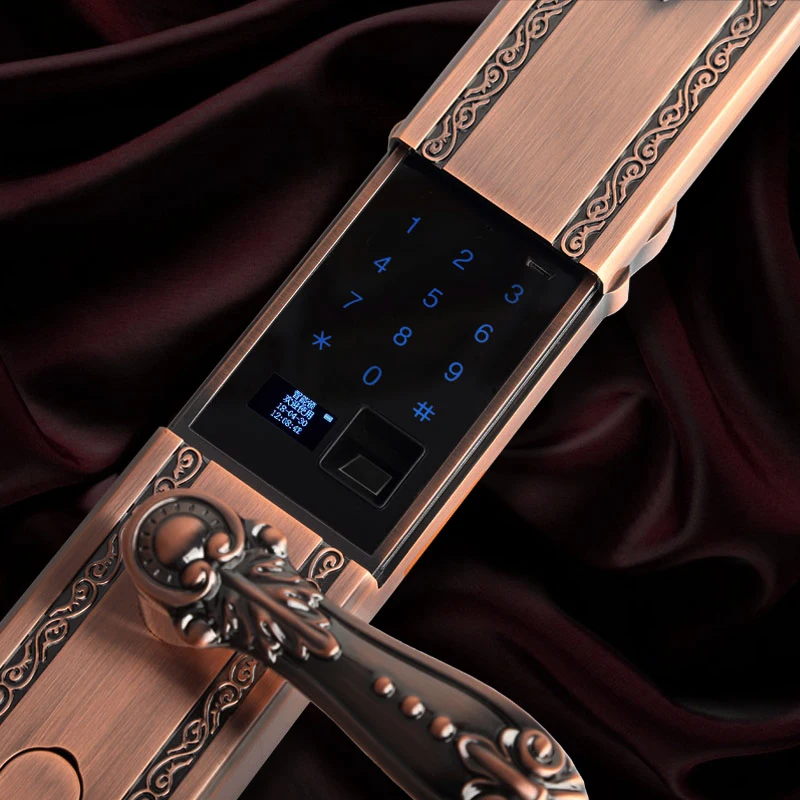 Smart Fingerprint European Retro Door Lock Full Automatically Password APP Remotely Unlock Classic An-ti theft Electronic Lock