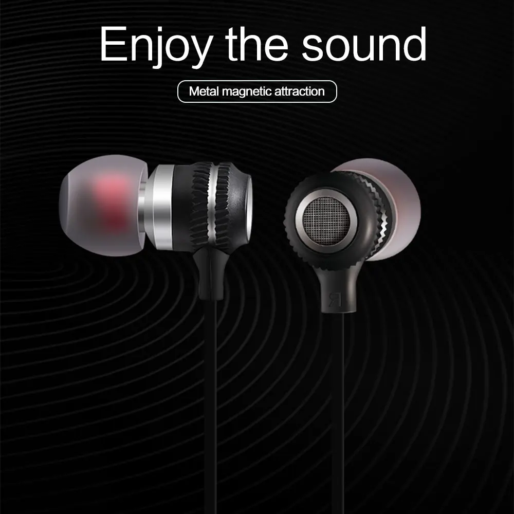 Magnetic 3D Stereo Sound Wired Earphone With Dual Microphone Headsets Handsfree Sports Gaming Earbud 3 5mm Mini In Ear Earphones