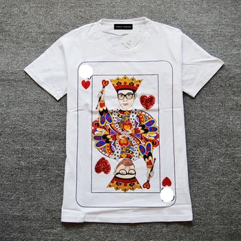 

Women's cotton short-sleeved printed diamond card T-shirt
