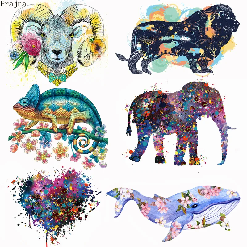 

Prajna Animals Heat Transfer Vinyl Whale Patch Iron On Transfer For Clothing Animal Flower Stripes Thermal Stickers On Clothes