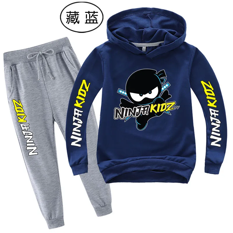 

NINJA KIDZ Costume kids Clothes Fashion Boys Sport Sweatshirt Baby Girls Hooded Tops Pants 2 PCS Set Children Coat 2-16Y