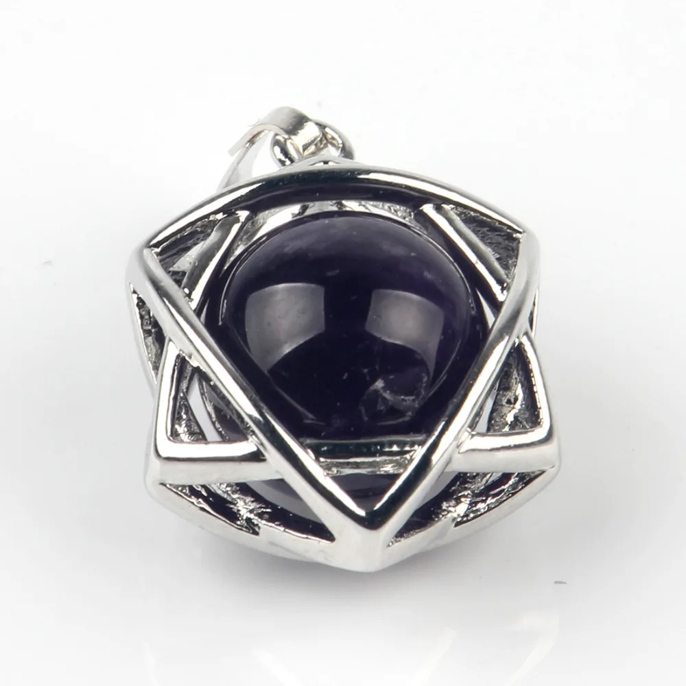 1 шт. натуральный камень шестиконечная звезда кулон полые Умные шарики из