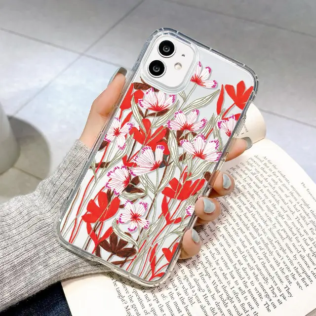 Case For Iphone 12 Pro Max Cases Silicone Funda Iphone 11 Pro 13 Mini XR X Xs Max 7 8 Plus Capa iphone11 Pro Flora Phone Covers U370