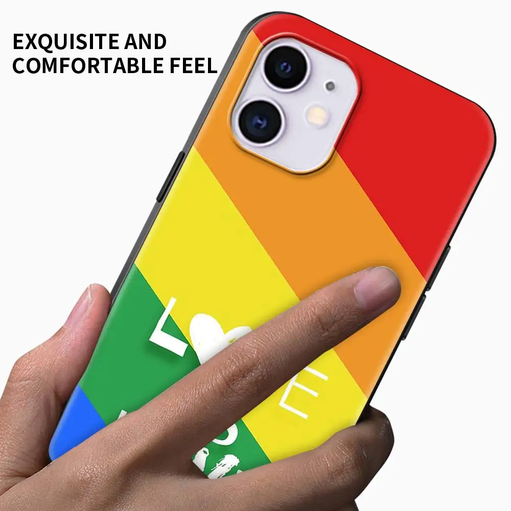 Gay Lesbian Lgbt Rainbow Pride Case For Apple iPhone 11 13 12 Pro 7 XR X XS Max 8 6 6S Plus 5 5S SE 2020 13Pro Black Phone Cover case iphone 13 pro max