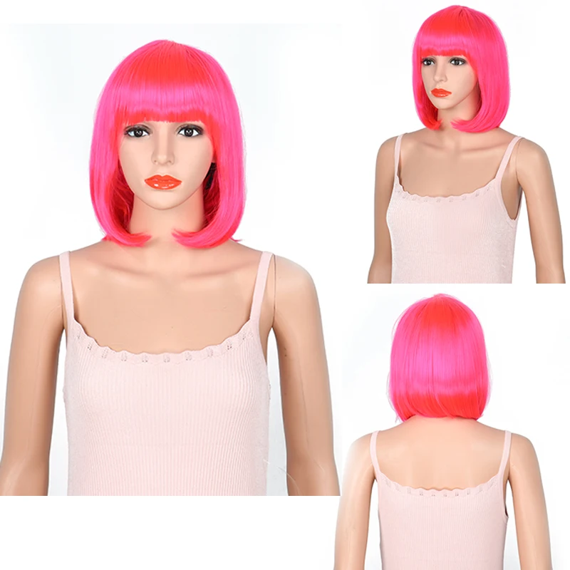 

Short Bob Wig with Bangs for Women 12'' Shoulder Length Heat Resistant Soft Synthetic bob Wigs