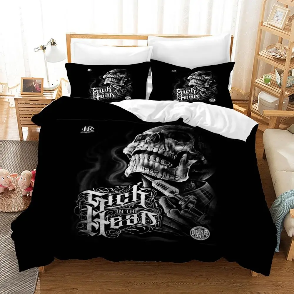 

Sugar Skull Terrorist Character Microfiber Bedding Set 2/3PCS Bed Linen Set Boys Girl Home Duvet Cover Set Pillowcase No Filling