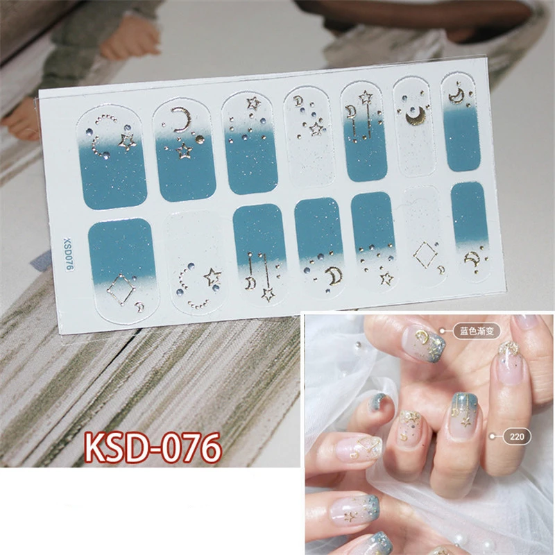 14 насадок/листов, цветные 3D наклейки для дизайна ногтей, клей, ползунок, блестящие украшения для ногтей, трафарет для маникюра