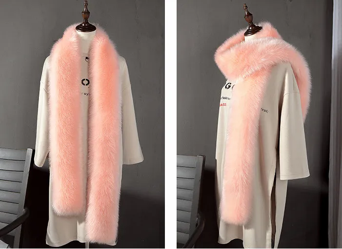 Light Pink Женский шарф из искусственного меха, модный однотонный зимний теплый воротник шарфа, шаль, Женский палантин, благородные меховые шарфы для женщин - Цвет: Light Pink