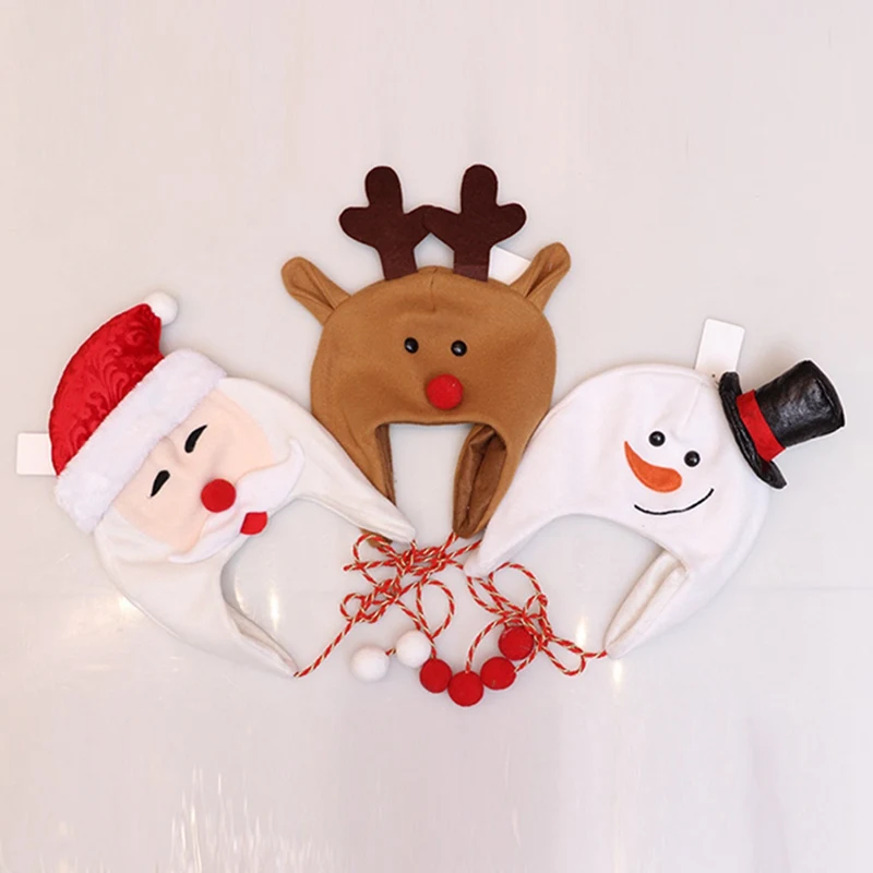 1 шт., Рождественская шапка, Рождественская елка, шапка, украшение для взрослых и детей, детская матовая ткань, длинная веревка, мультяшная шапка снеговика, лося
