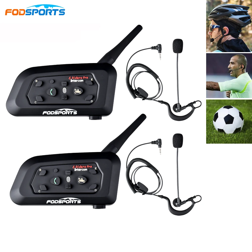 2 шт. V6 Pro Referee Интерком 6 человек Bluetooth 1200 м гарнитура с заушником наушники для