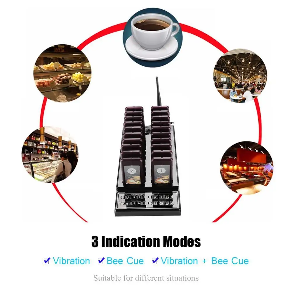 SU-68G Wireless Calling System Pager 10/20 Channels for Restaurant Bar Nursery Cafe