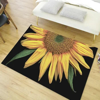 

Multi Size Door Mat Rubber Suede Anti-slip Sunflower Oil Painting Enterance Doormat for Livingroom Kitchen Home Textile