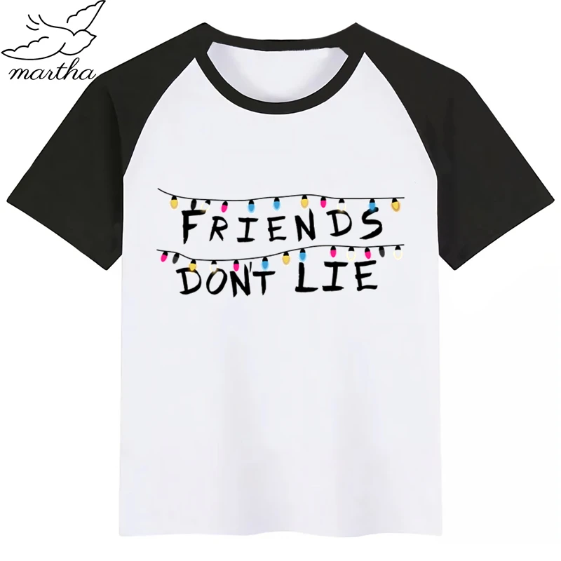 BoysGirls/футболка с принтом «странные вещи», «Друзья не ложатся» Детская забавная одежда детская летняя футболка с короткими рукавами для малышей
