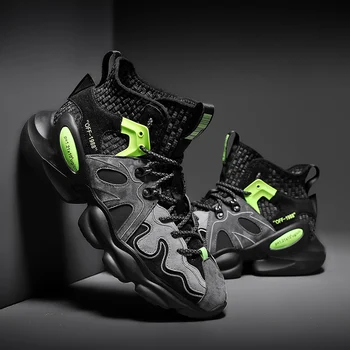 

2020 Brand High Quality Leather Running Shoes for Men High Top Sports Sneakers Outdoors Style Zapatillas Hombre Deportiva Male