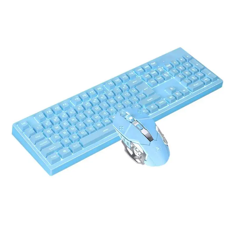 Blue Клавиатура Мышь комбо подарок для девочек розовый синий прекрасный 616 Rechageable беспроводной комплект клавиатура и мышь ПК игровой набор клавиатура мышь - Цвет: Blue