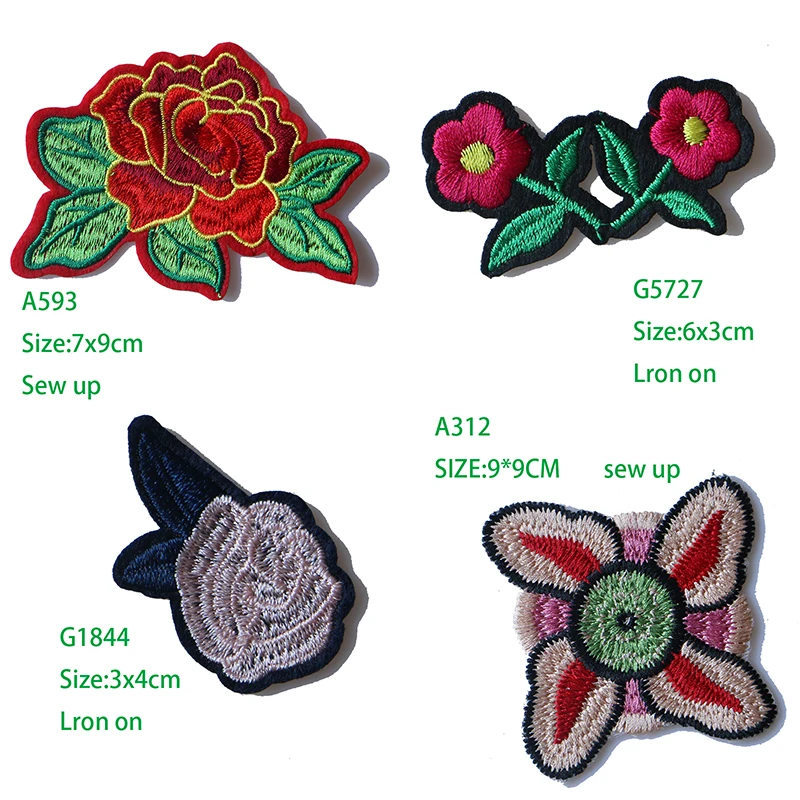 

Mulino Pink Rose Safflower Embroidered Iron on Patches for Clothing DIY Stripes Clothes Patchwork Sticker Custom Flowers Badges