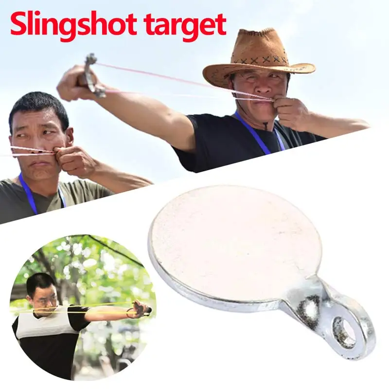 Metal Catapult Target Portable Practical 3/4cm Silver Camp Shooting Range Outdoor Tool Metal Hanging Target Hunter Hunting Bow