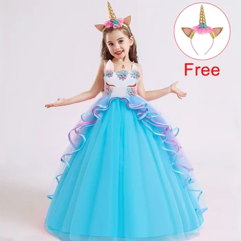 

2020 Summer Christmas Unicorn Dress Up Costume Kids Dresses For Girls Children Girl Princess Dress Party Dress 5 14 10 12 Years
