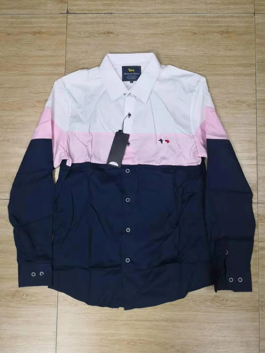 Белый Бренд Harmont Blain, рубашка с вышивкой, camisa masculina, мужские рубашки с длинным рукавом, хлопок, для социальных мероприятий, hombre, eden park - Цвет: Белый