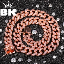 THE BLING KING 12 мм микро проложить Iced CZ кубинские звенья ожерелья розовый и фиолетовый Роскошные Bling ювелирные изделия мода хип-хоп для мужчин