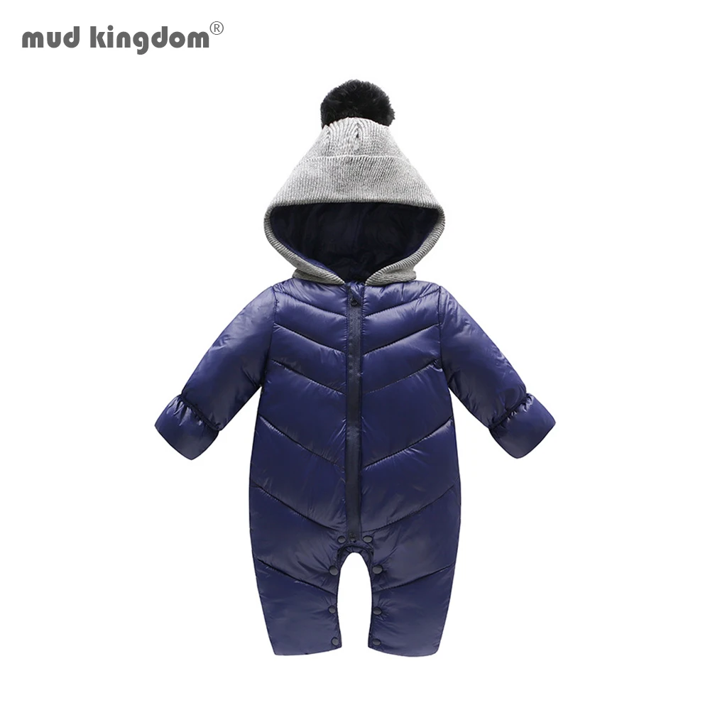 Mudkingdom Newborn Baby Girls Boys Rompers Knitted Hooded Solid Infant