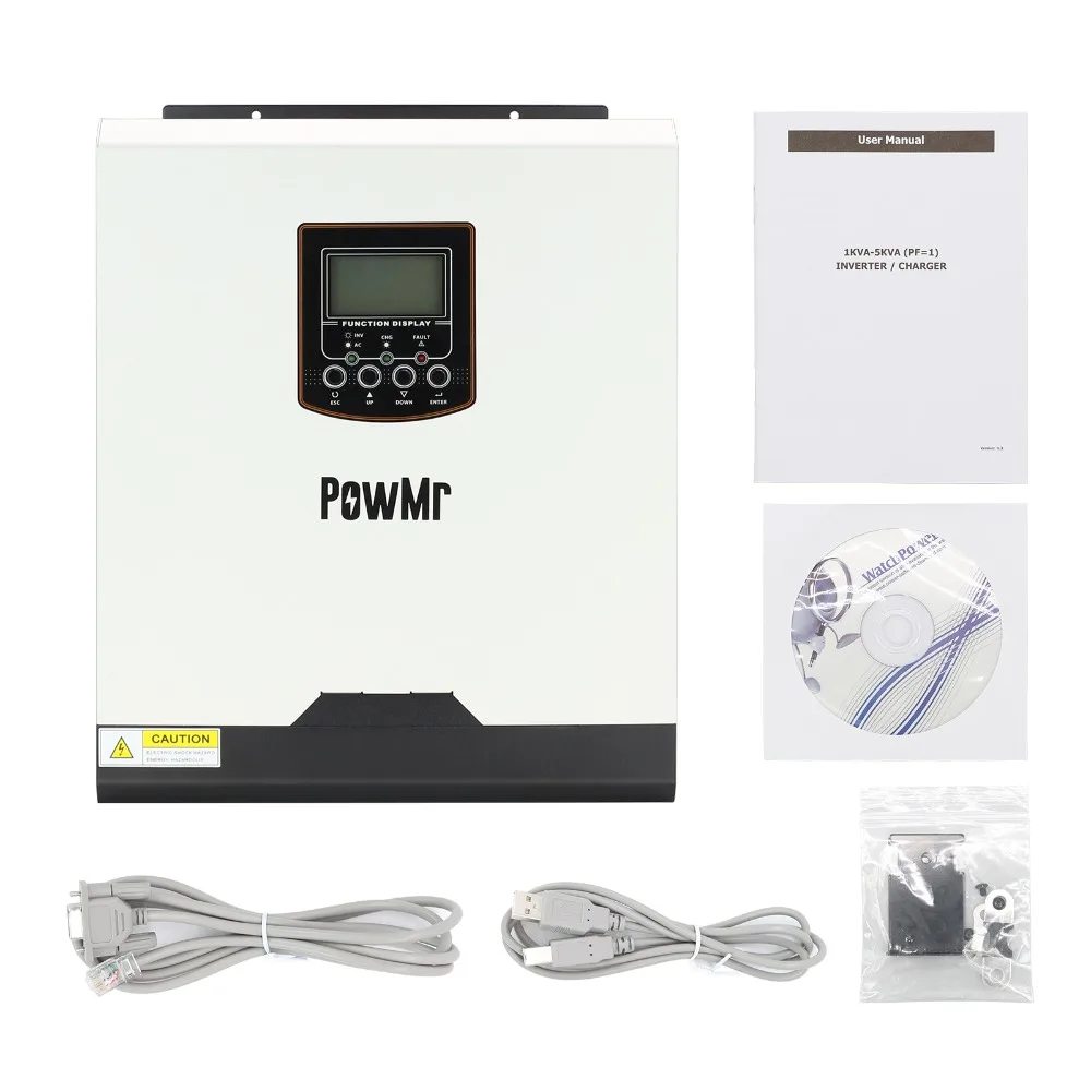 Fora da Grade Solar para pv Inversor com 5a Powmr Inversor Solar Híbrido 24v 220v Onda Senoidal Pura ac Carregador Pwm 50a 80v 3kva com 5a ac carregador pwm 50a carregador solar para pv 80v