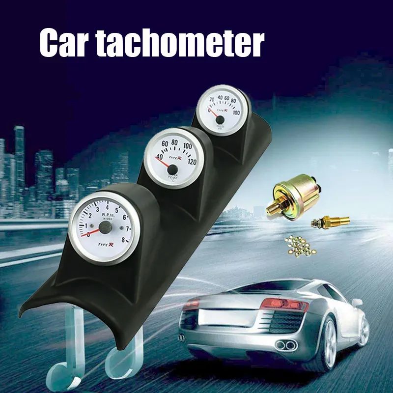 Tachometer Water-Thermometer Precise Instrument Auto Vehicle 440 X 110 X 95mm 3 in 1 Universal Oil Pressure Gauge for Ford