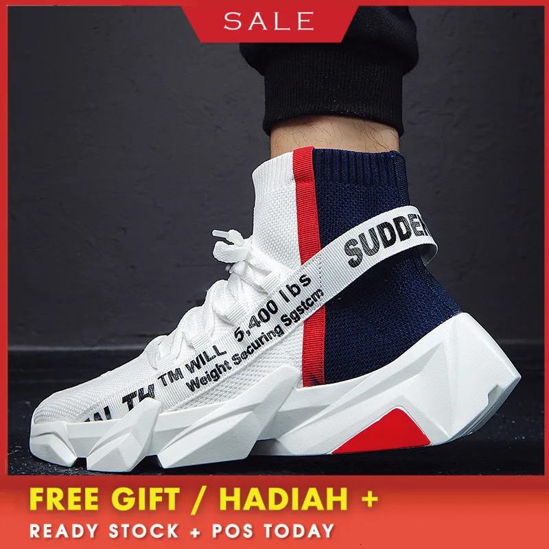 

2019 Autumn Socks Sneakers Men Shoes High-Top Casual Shoes Flyknit Breathable Walking Sneakers Men Comfortable krasovki