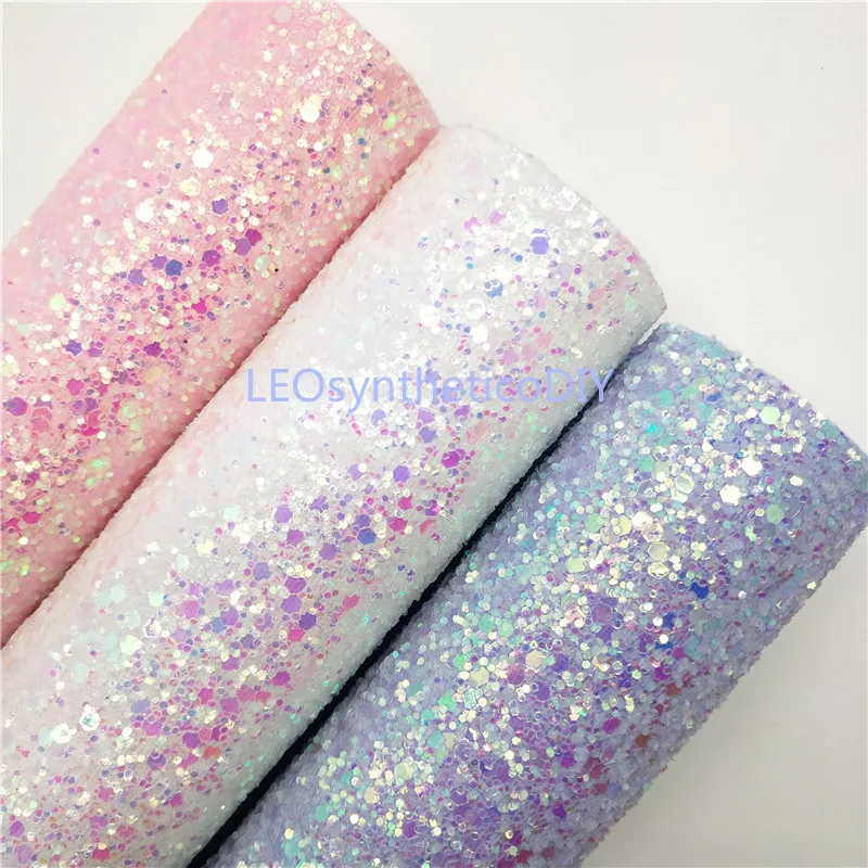 

90X134CM Pastel Glitter Fabirc, Chunky Glitter Leather, Glitter Leather Sheets For Making Bows LEOsyntheticoDIY T287Y