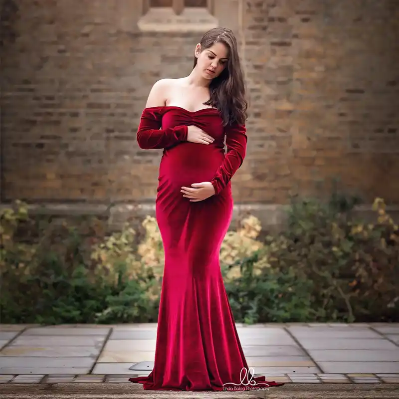 Velvet maternity dress for photoshoot Clearance