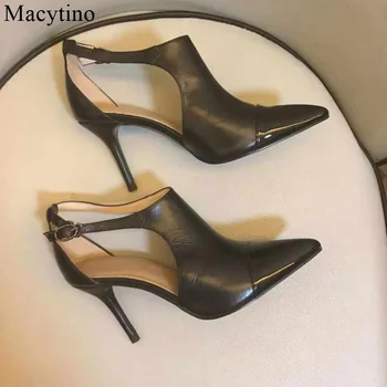 

Newest Women High Heels Sexy 10CM Pumps Stiletto Pointed Toe Party T Strap High Heels Black Ladies Wedding Shoes