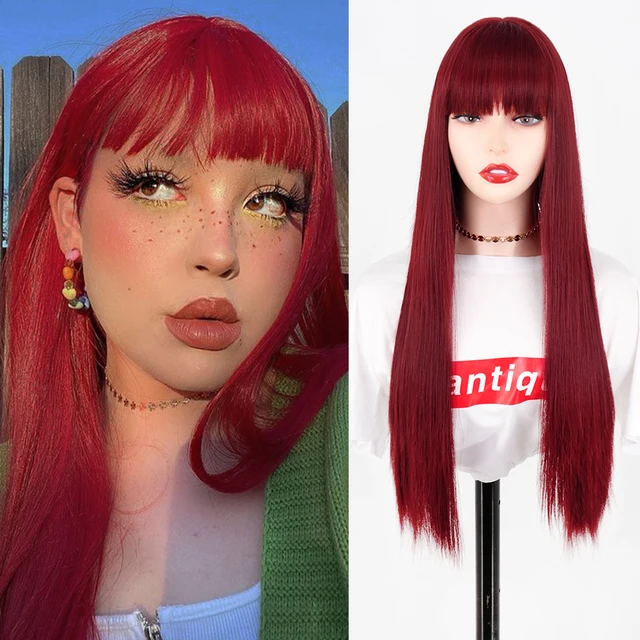 Synthetic Hair Pink and Black Wig Long Straight hair Cosplay Wig Two Tone Ombre Color Women Wigs JIUHONG